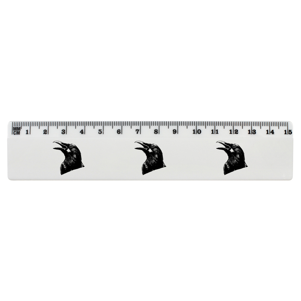 'Crow Cawing' White Plastic Ruler (RL052281)