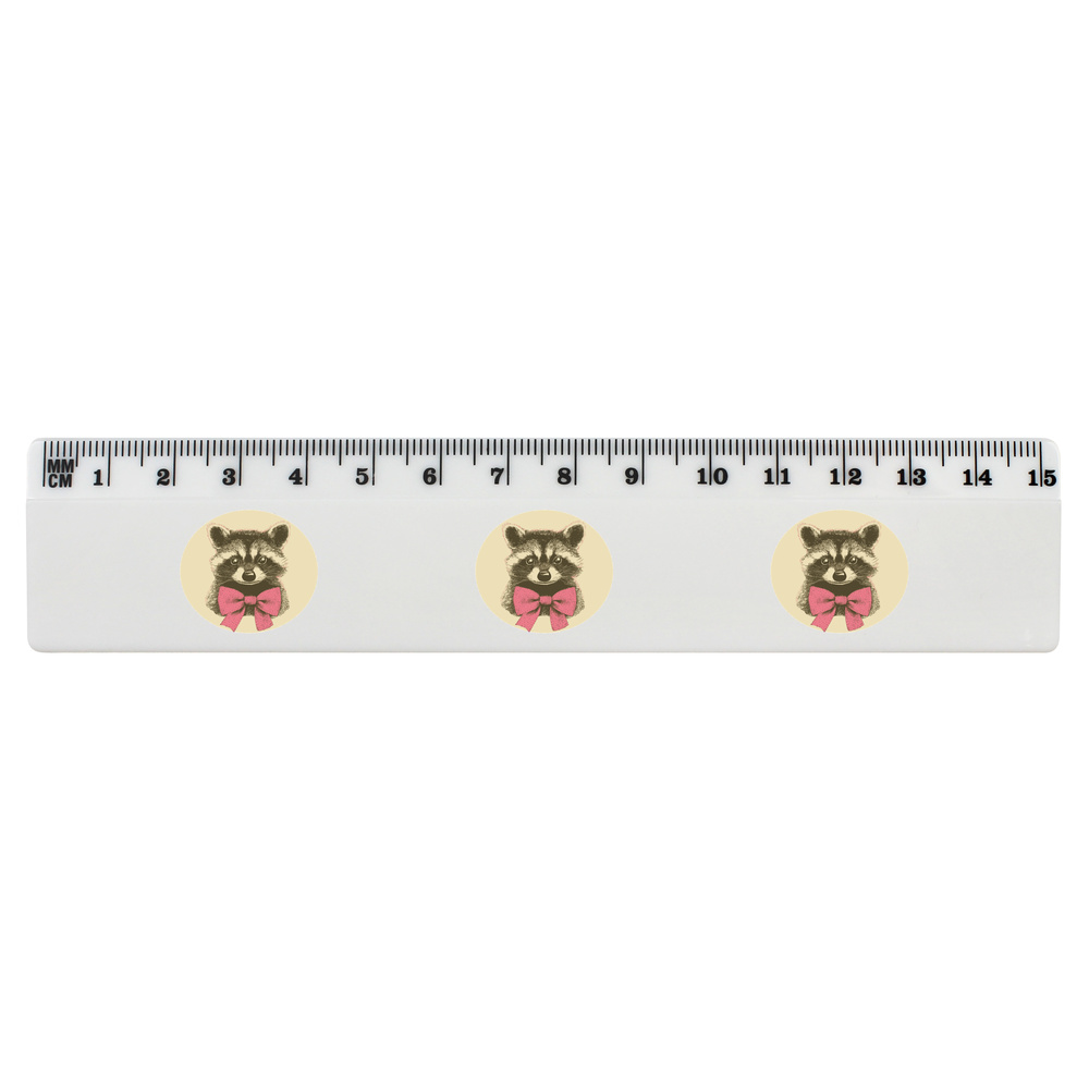 'Cute Raccoon Wearing Ribbon' White Plastic Ruler (RL052320)
