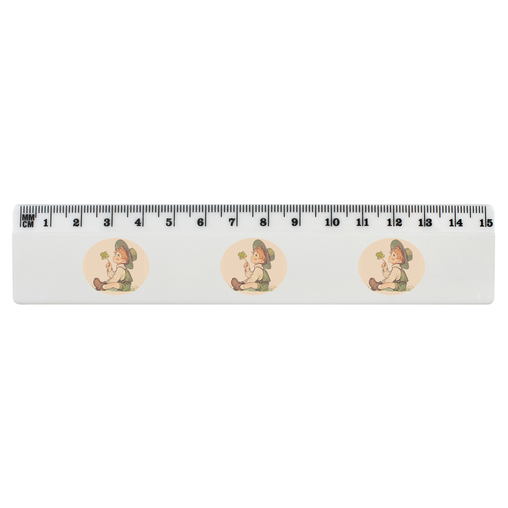 'Adorable Leprechaun with Clover' White Plastic Ruler (RL052350)