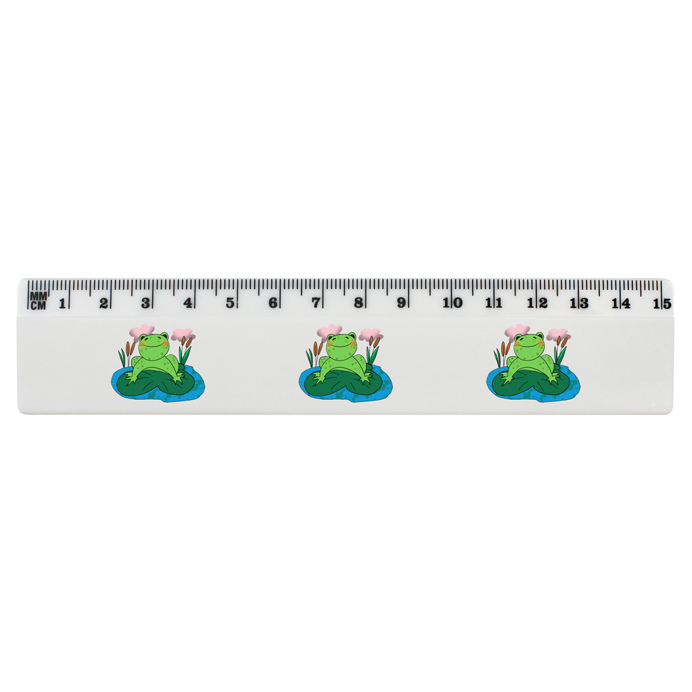 'Frog On A Lily Pad' White Plastic Ruler (RL052819)