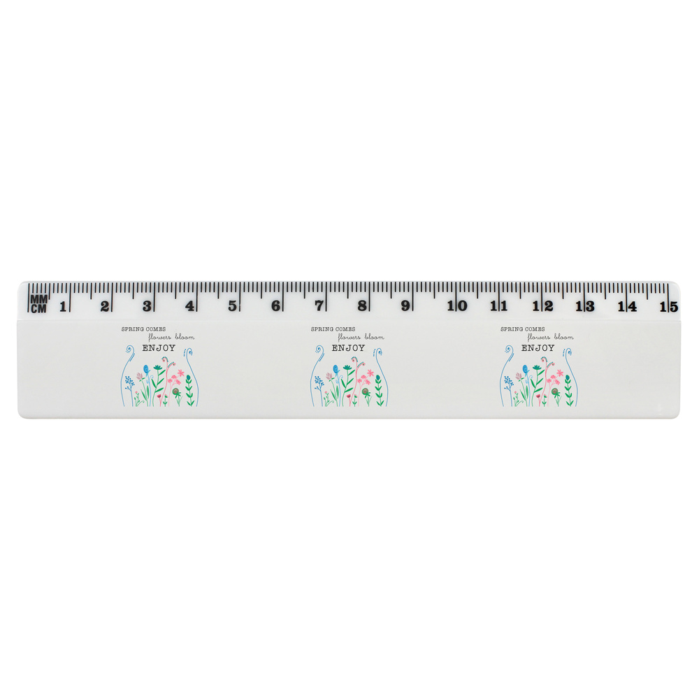 'Spring Comes' White Plastic Ruler (RL053040)