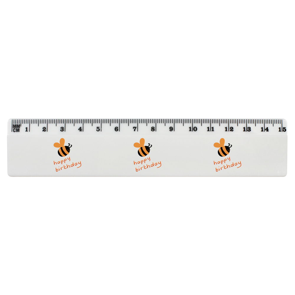 'Happy Birthday Bee' White Plastic Ruler (RL053231)