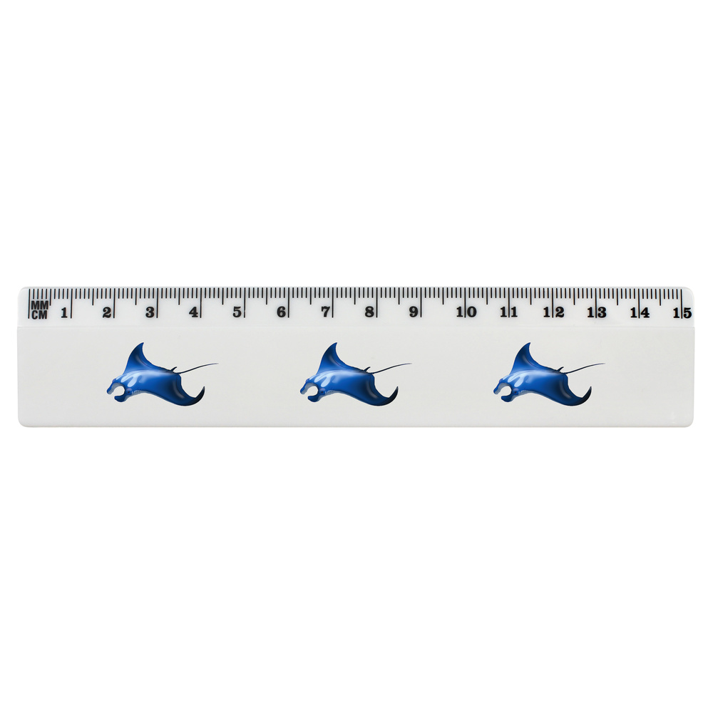 'Manta Ray' White Plastic Ruler (RL053588)