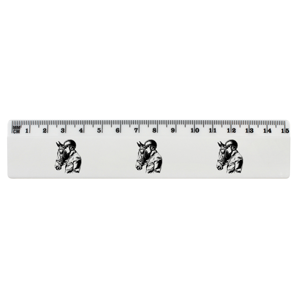 'Horse Rider with Horse Side View' 15cm (6 Inch) White Plastic Ruler (RL00096261)