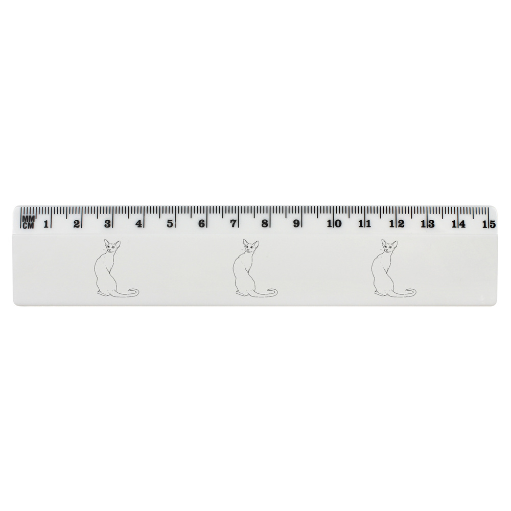 'Alert Siamese Cat' White Plastic Ruler (RL054608)