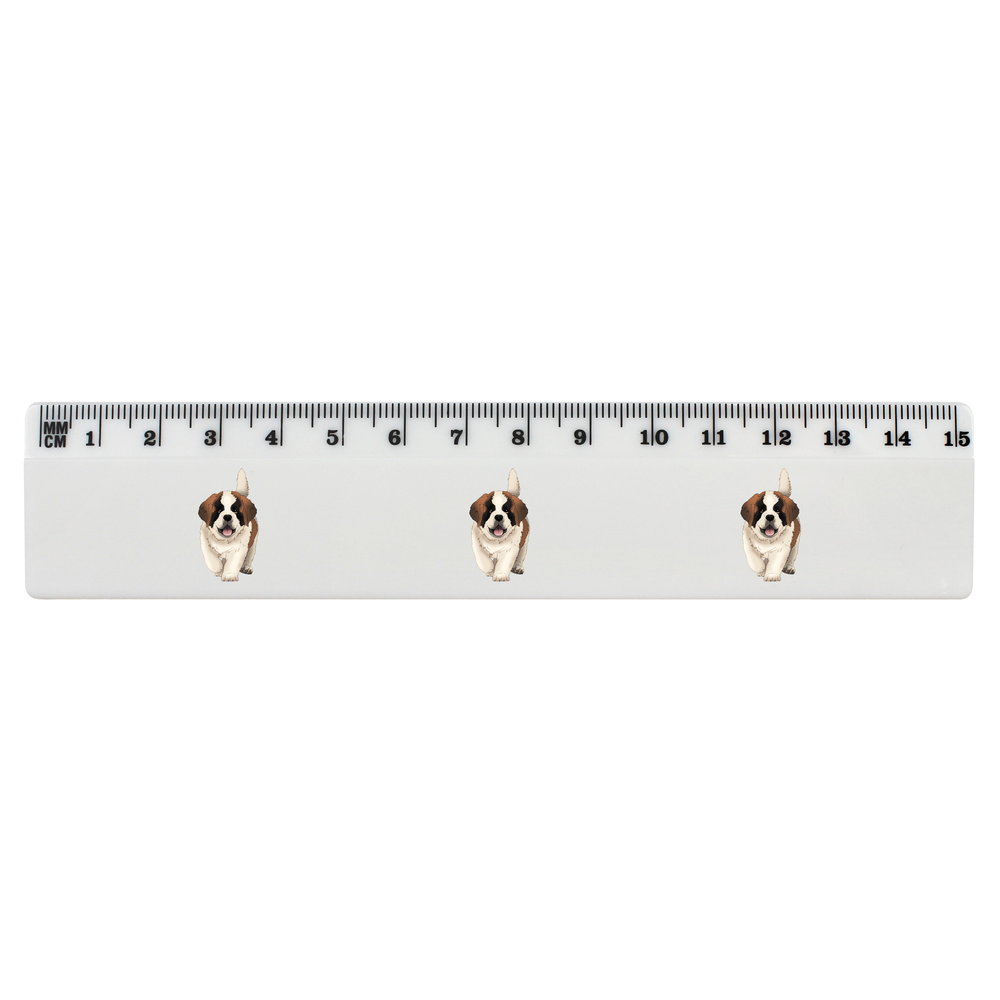 'St Bernard Puppy Dog' White Plastic Ruler (RL054779)