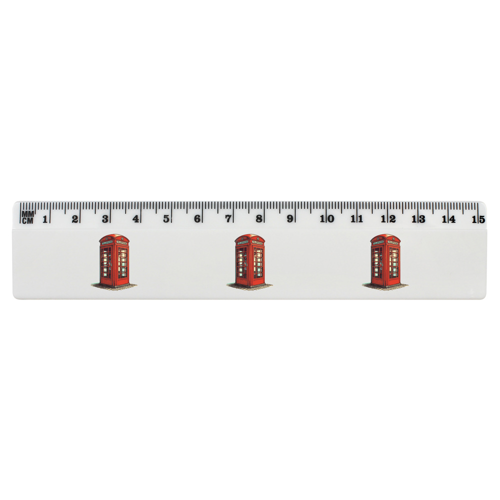 'British Telephone Kiosk' 15cm (6 Inch) White Plastic Ruler (RL00097303)
