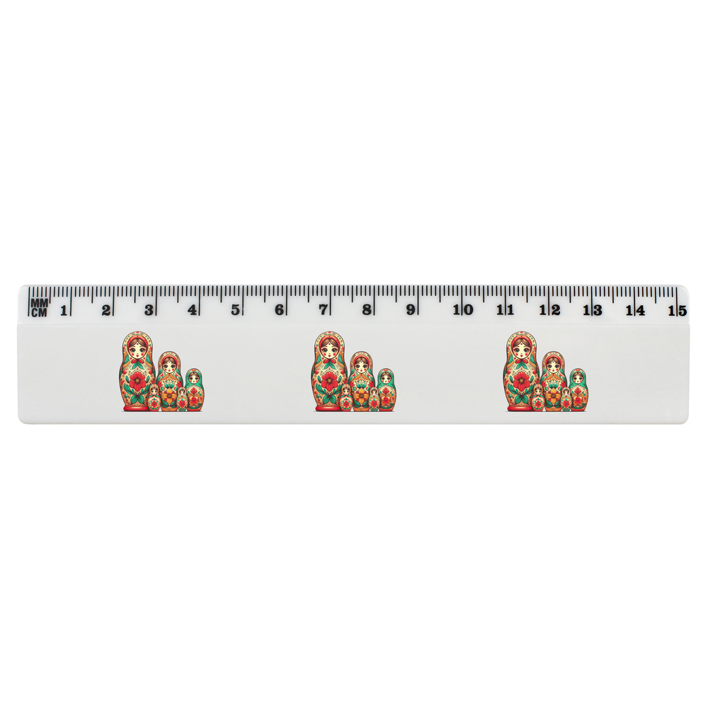 'Nesting Dolls' White Plastic Ruler (RL054837)