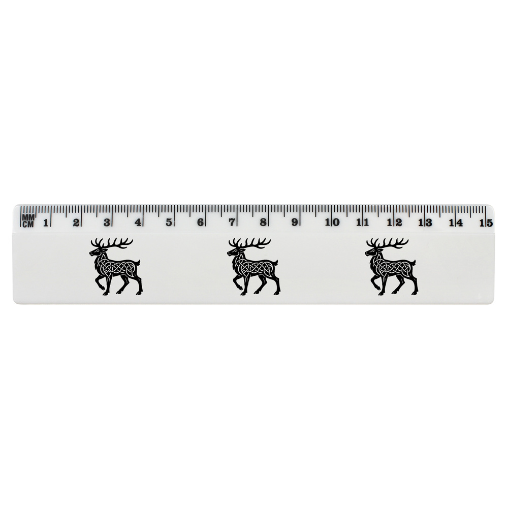 'Celtic Stag' 15cm (6 Inch) White Plastic Ruler (RL00098005)