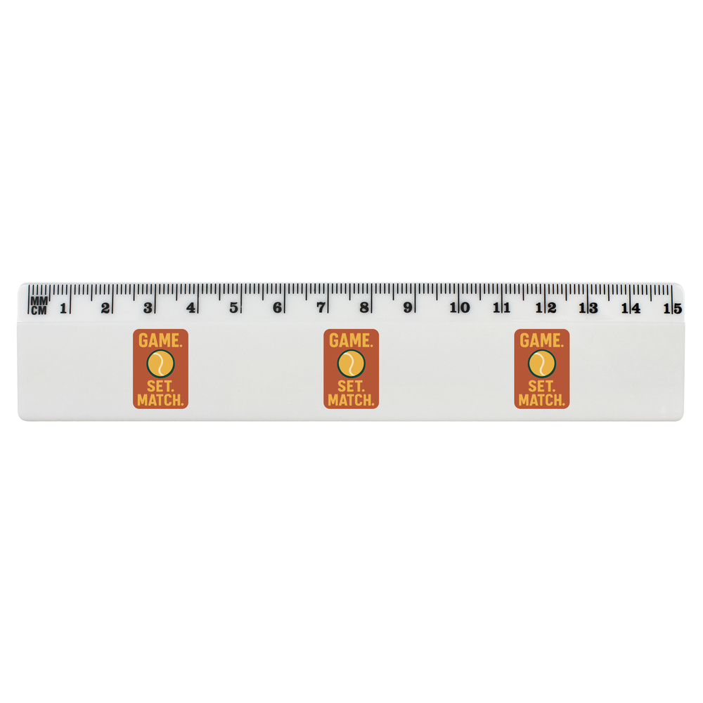 'Tennis Game Set Match' White Plastic Ruler (RL055308)