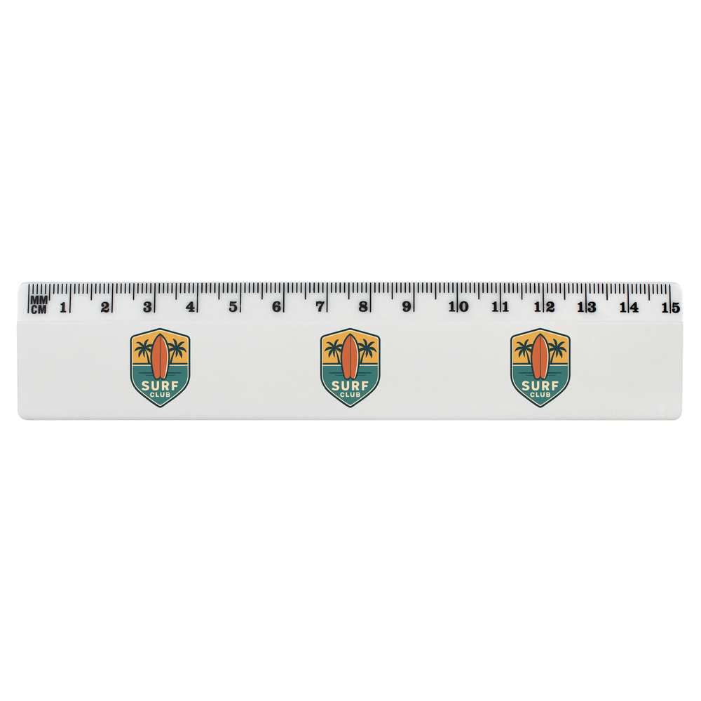 'Surf Club Emblem' White Plastic Ruler (RL055592)