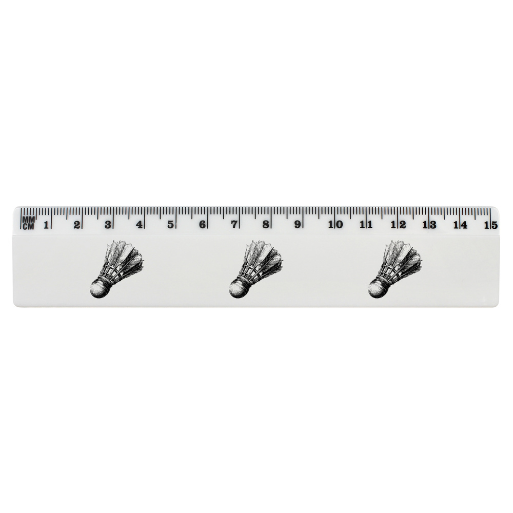 'Badminton Shuttlecock' White Plastic Ruler (RL055801)