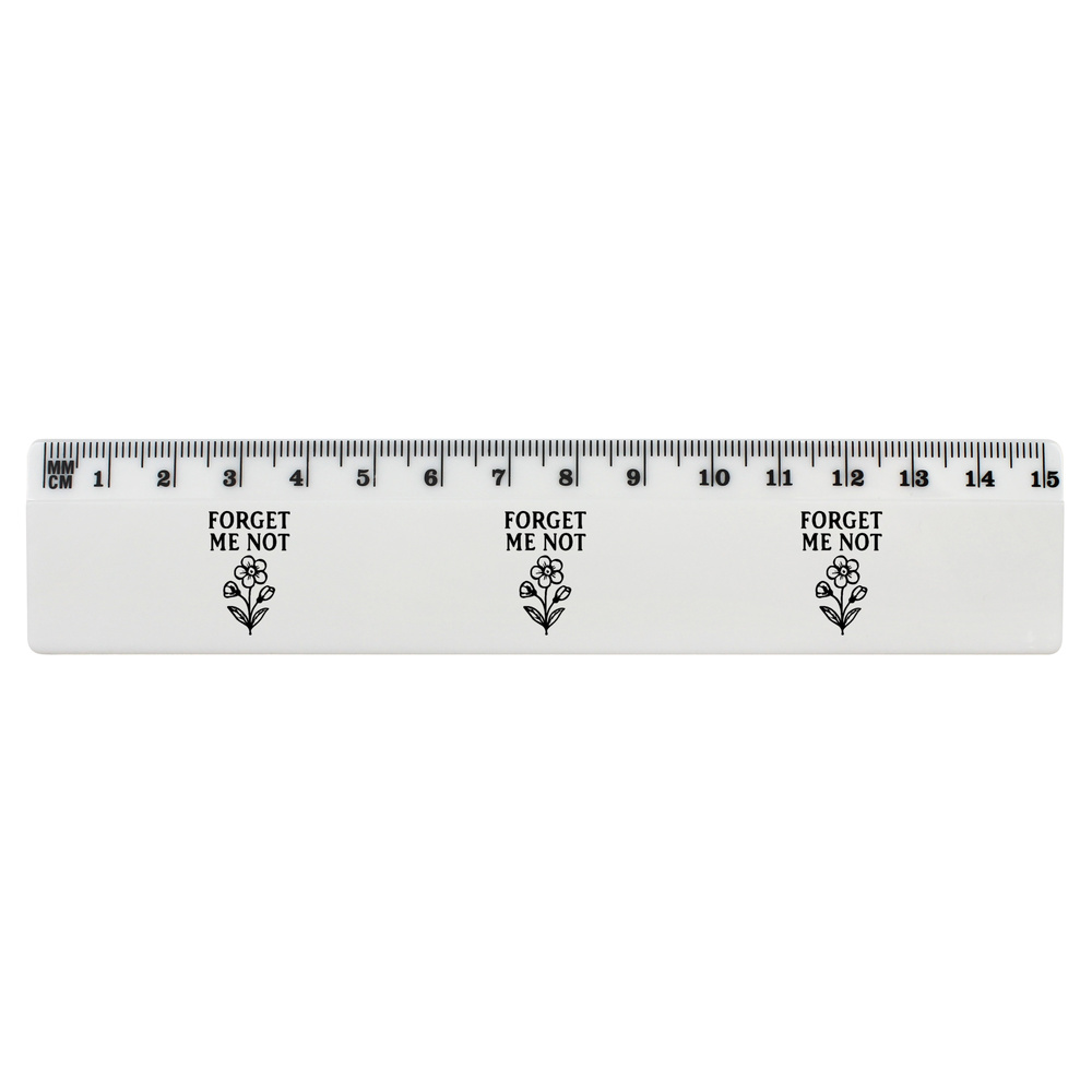 'Forget Me Not' White Plastic Ruler (RL056505)
