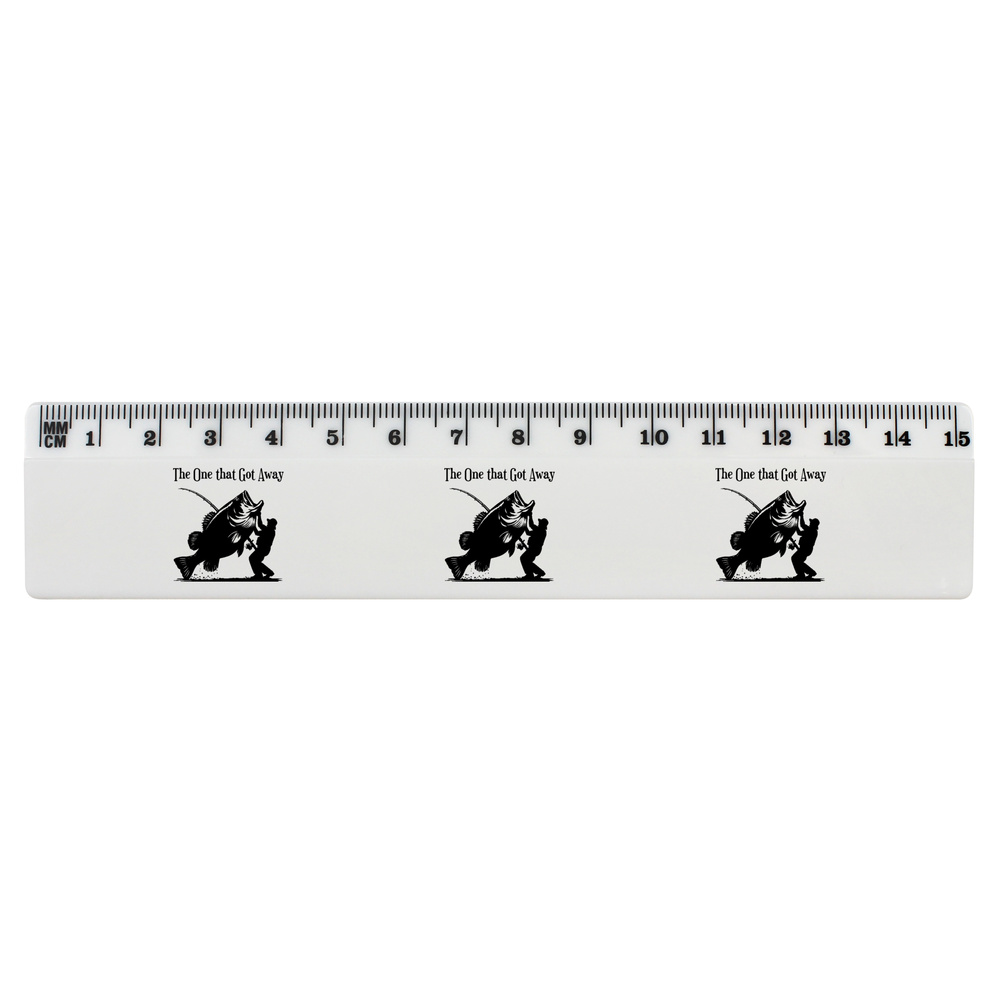 'Angler With Giant Fish' White Plastic Ruler (RL057411)