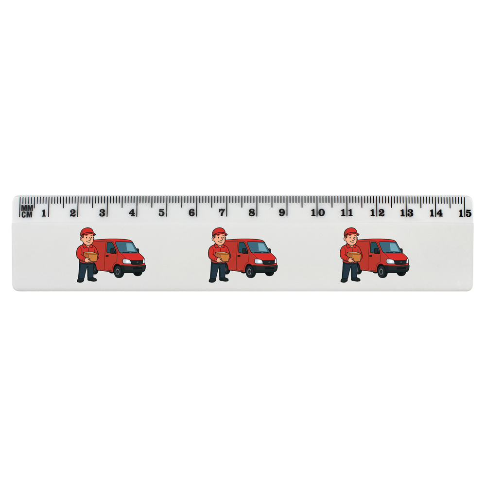 'Delivery Man & Van' White Plastic Ruler (RL057700)