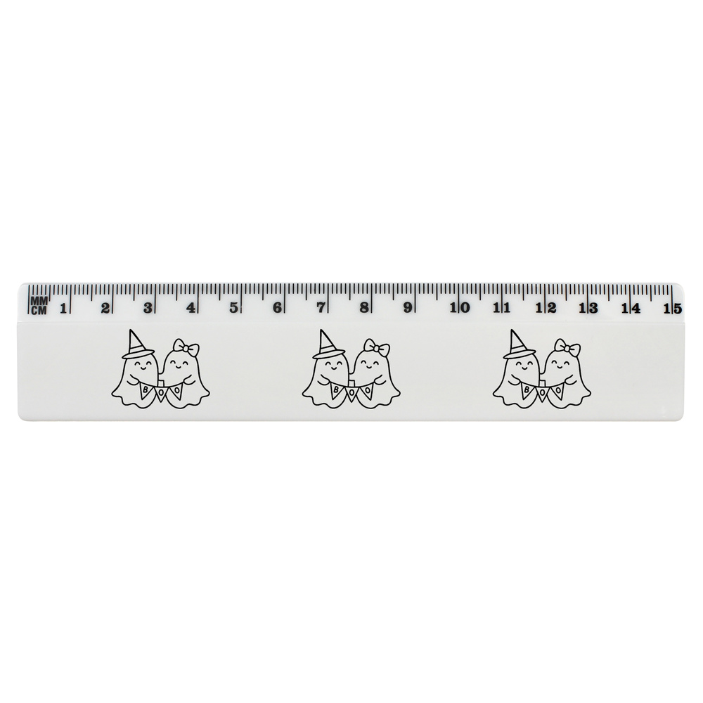 'Ghosts with boo banner' White Plastic Ruler (RL058237)