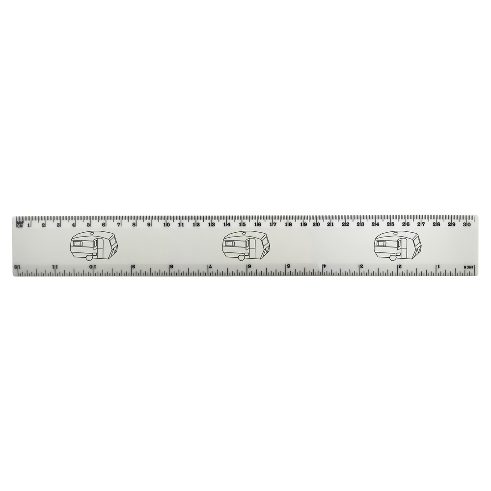 'Static Caravan' 30cm (12 Inch) White Plastic Ruler (RL00018300)