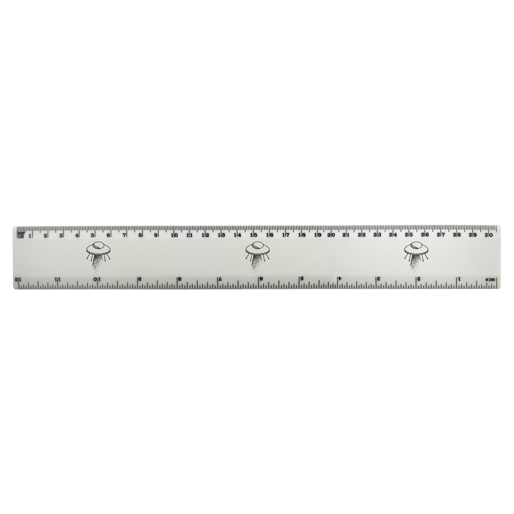 'Alien Spaceship' 30cm (12 Inch) White Plastic Ruler (RL00032312)