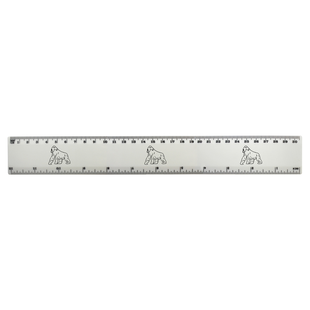 'Gorilla' White Plastic Ruler - 30cm (12in) - Stationery for School, Office, Drawing and Crafts (RL00033830)