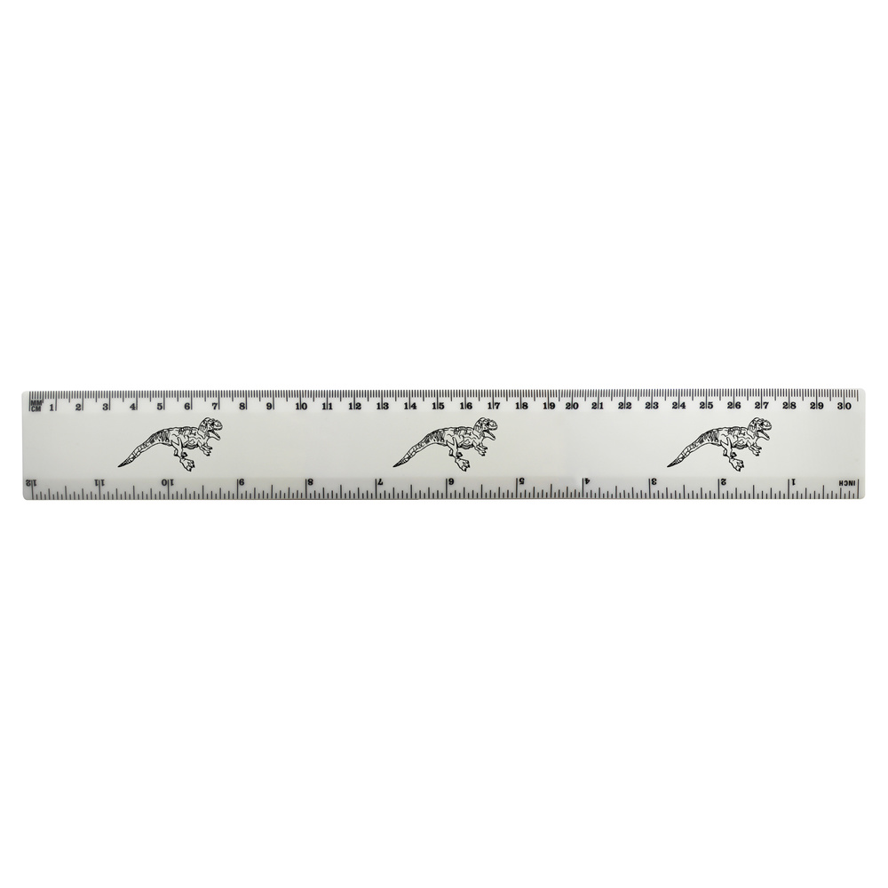 'Roaring Dinosaur' 30cm (12 Inch) White Plastic Ruler (RL00036472)