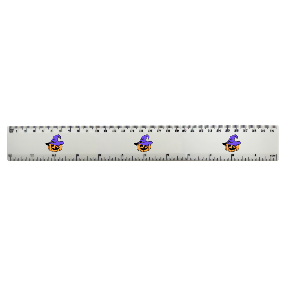 'Spooky Pumpkin' 30cm (12 Inch) White Plastic Ruler (RL00036724)