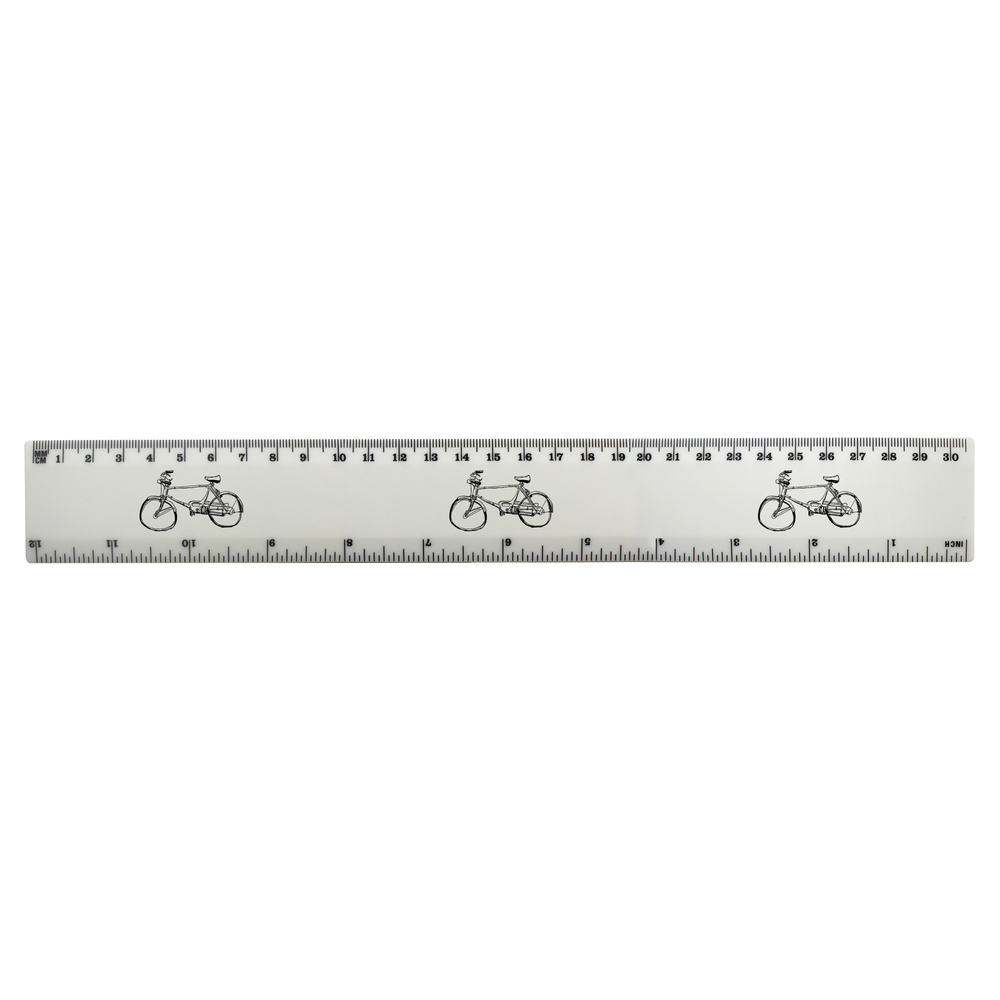 'Bicycle' 30cm (12 Inch) White Plastic Ruler (RL00036772)