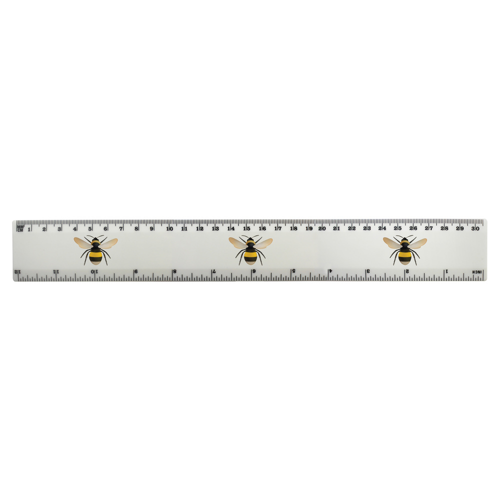 'Bee' 30cm (12 Inch) White Plastic Ruler (RL00039858)
