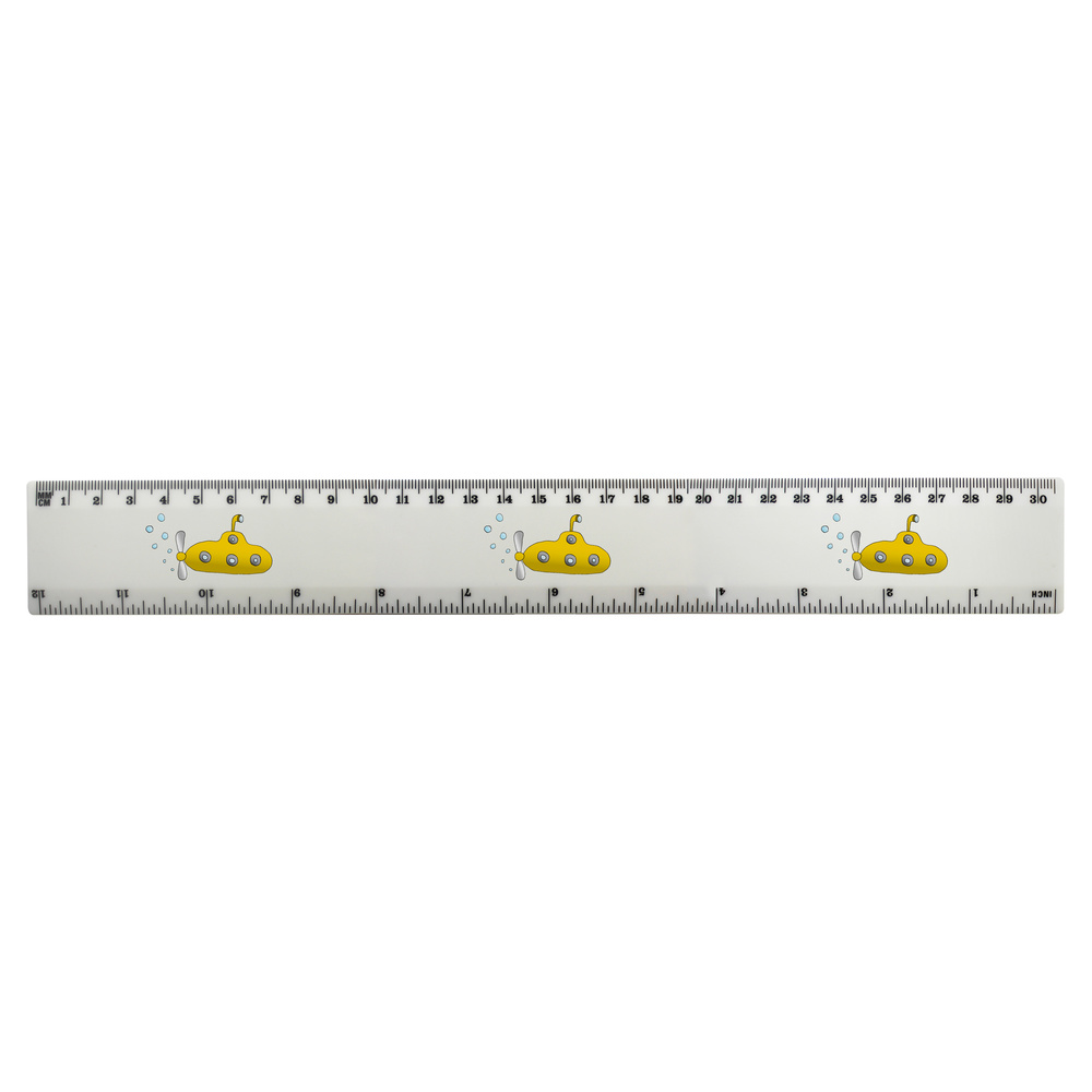 'Yellow Submarine' 30cm (12 Inch) White Plastic Ruler (RL00042063)