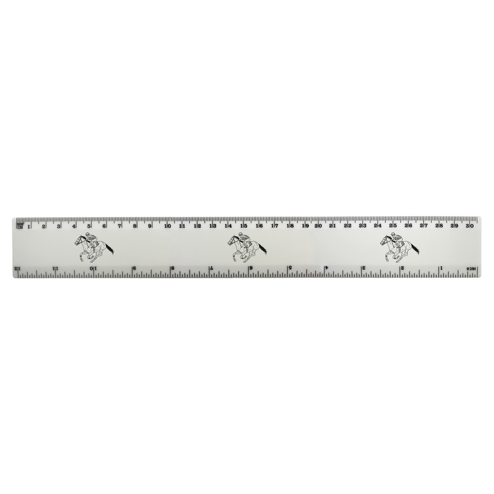'Race Horse & Jockey' 30cm (12 Inch) White Plastic Ruler (RL00043195)