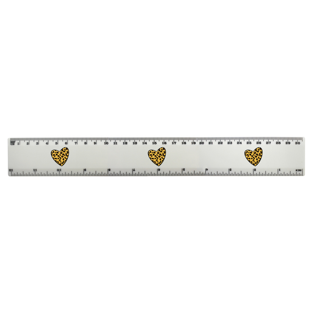 'Leopard Print Heart' 30cm (12 Inch) White Plastic Ruler (RL00052815)