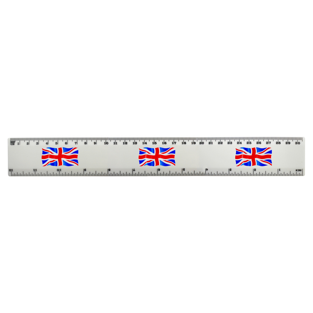 'United Kingdom Flag' 30cm (12 Inch) White Plastic Ruler (RL00056439)
