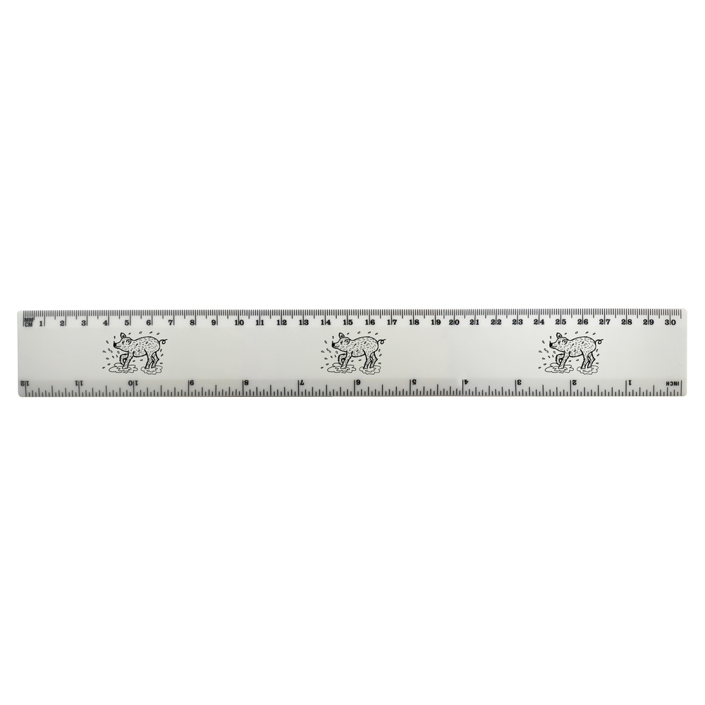 'Pig in Mud' 30cm (12 Inch) White Plastic Ruler (RL00059893)