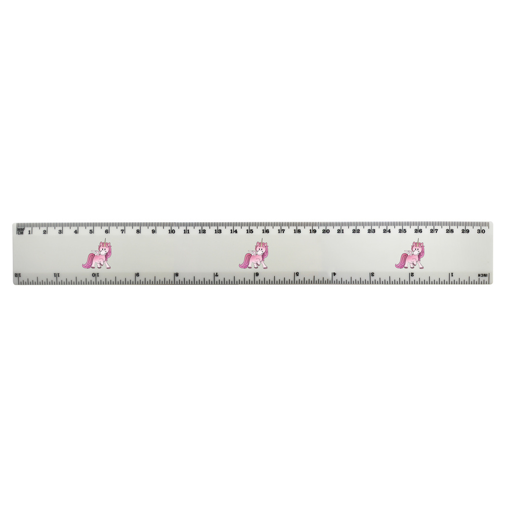 'Cute Pink Unicorn' 30cm (12 Inch) White Plastic Ruler (RL00068906)