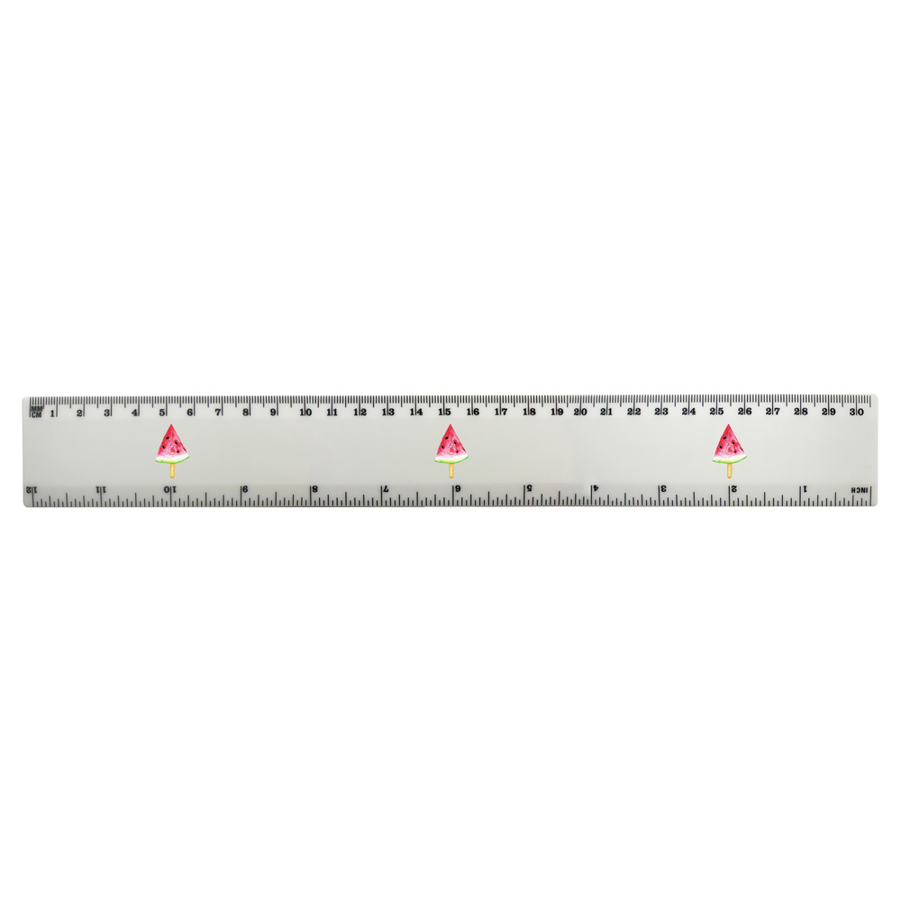 'Watermelon Popsicle' 30cm (12 Inch) White Plastic Ruler (RL00070466)