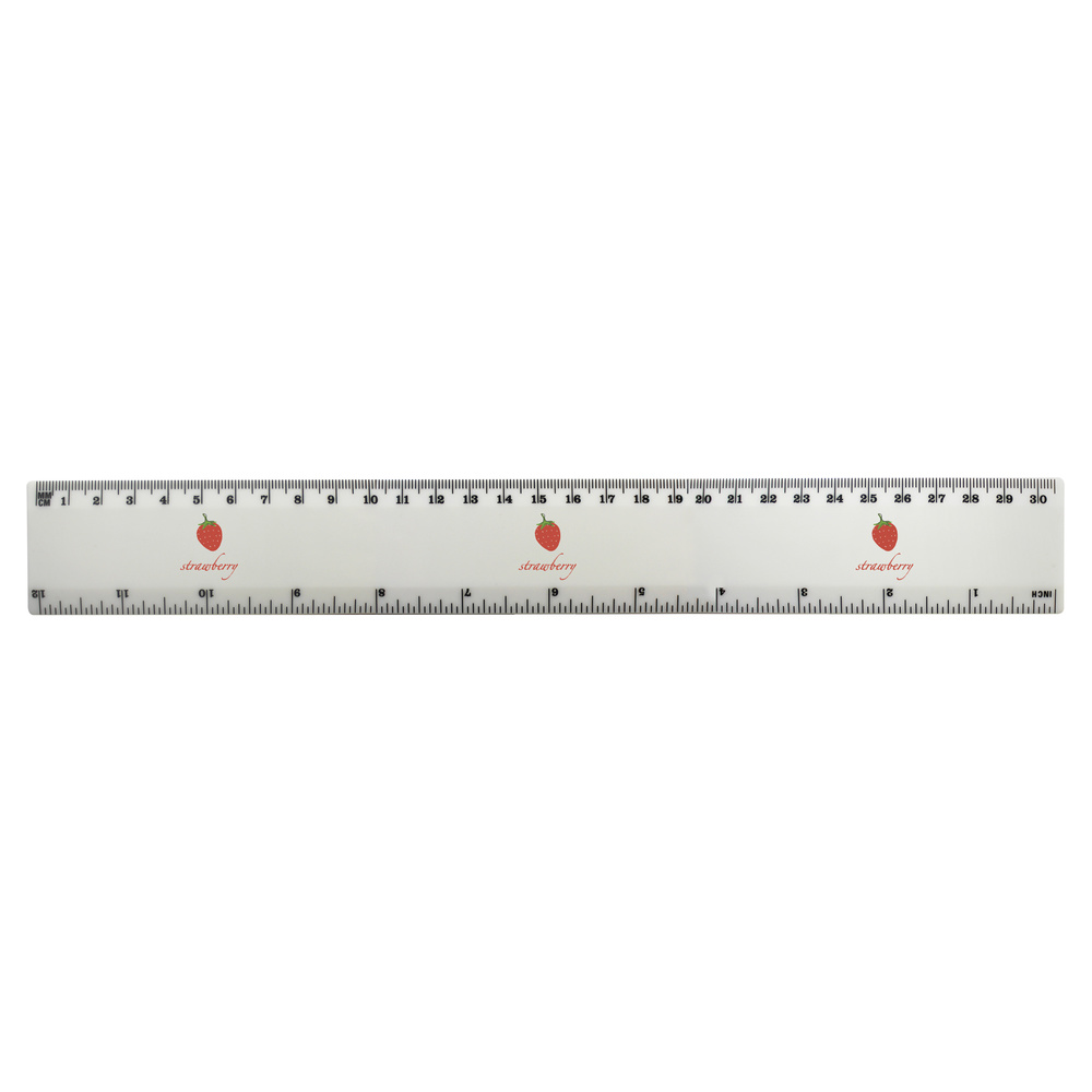 'Strawberry Summer Fruit Illustration Color' 30cm (12 Inch) White Plastic Ruler (RL00072094)