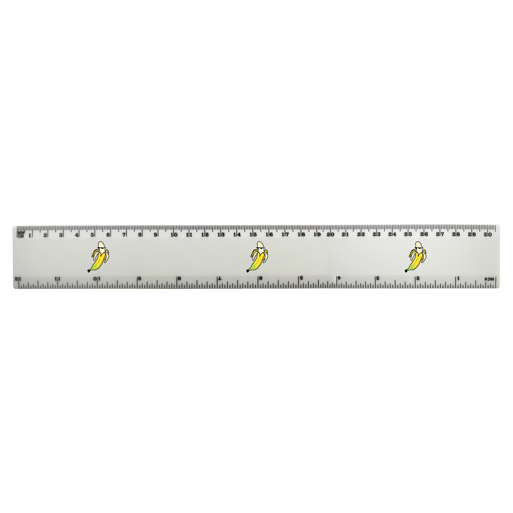 'Yellow Banana ' 30cm (12 Inch) White Plastic Ruler (RL00074652)