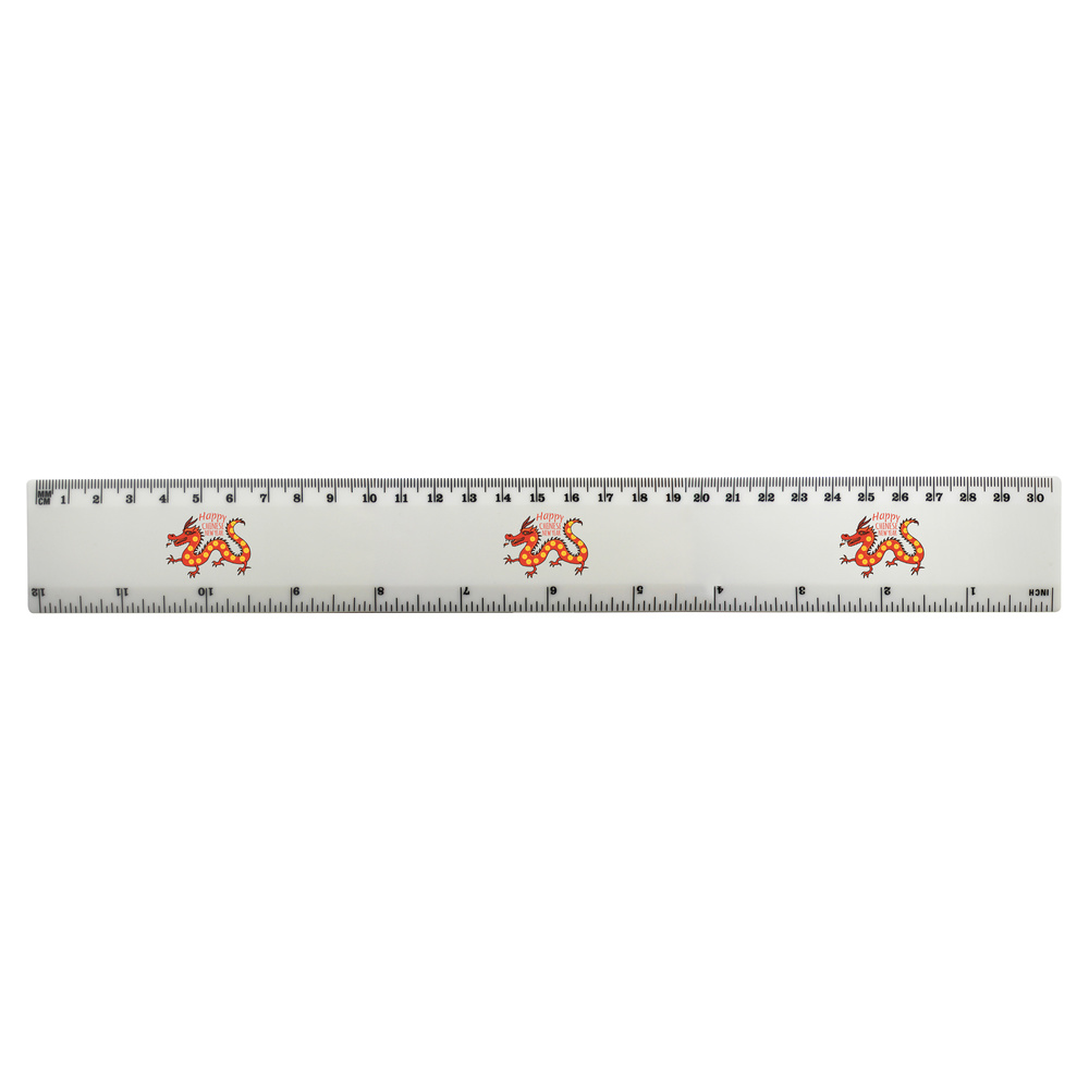 'Happy Chinese New Year' 30cm (12 Inch) White Plastic Ruler (RL00077130)