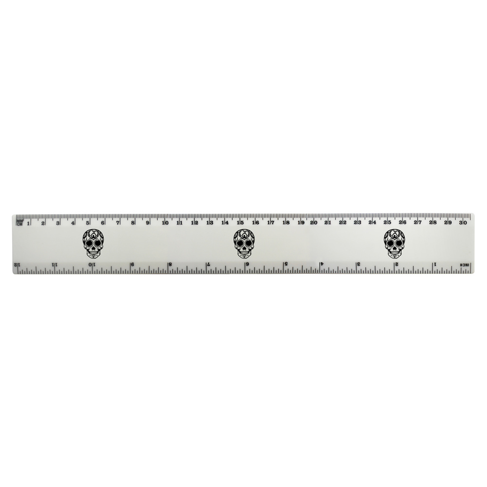 'Day of the Dead Sugar Skull' 30cm (12 Inch) White Plastic Ruler (RL00078650)