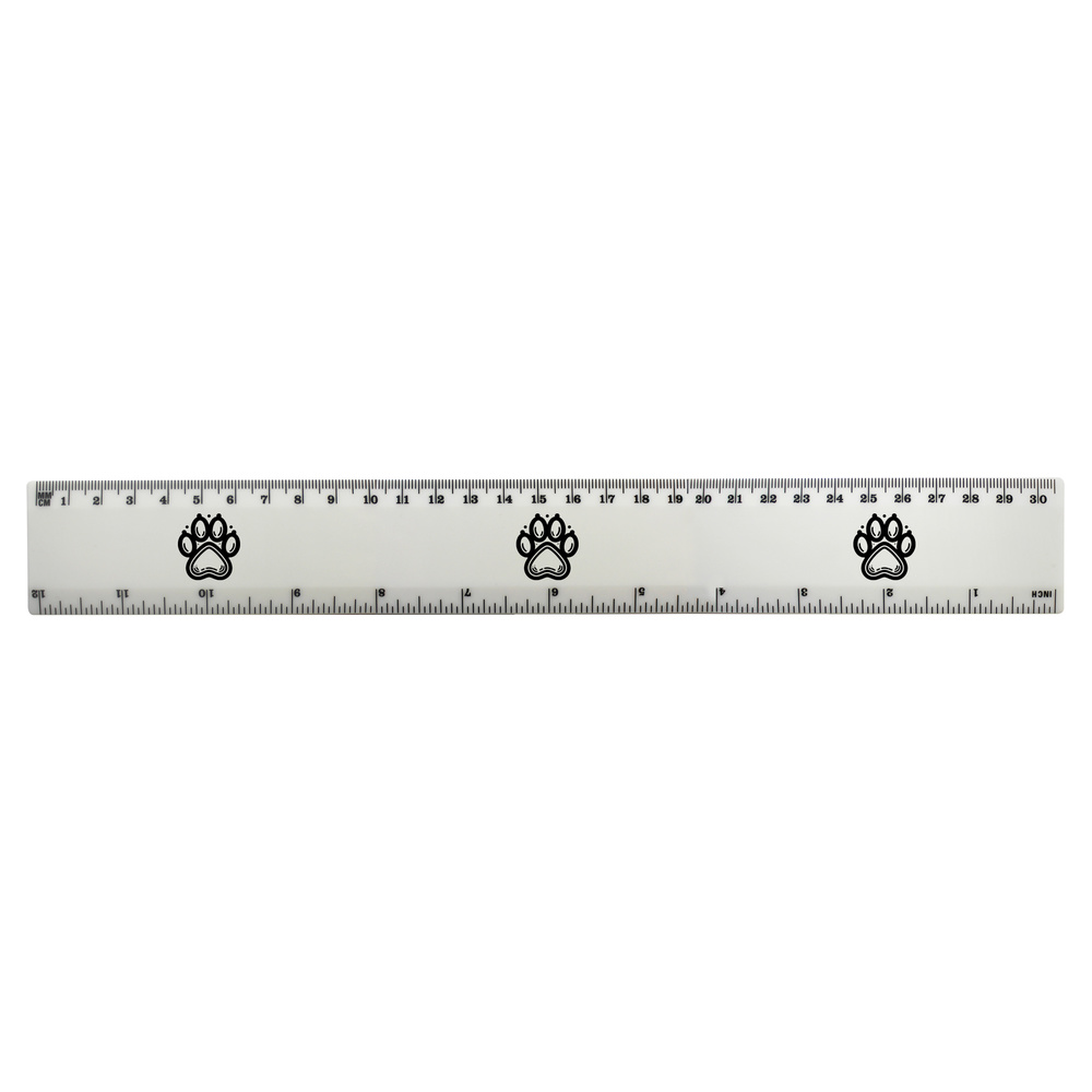 'Pet Paw Print' 30cm (12 Inch) White Plastic Ruler (RL00084116)