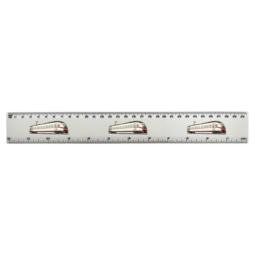 'Modern Tram' 30cm (12 Inch) White Plastic Ruler (RL00084434)