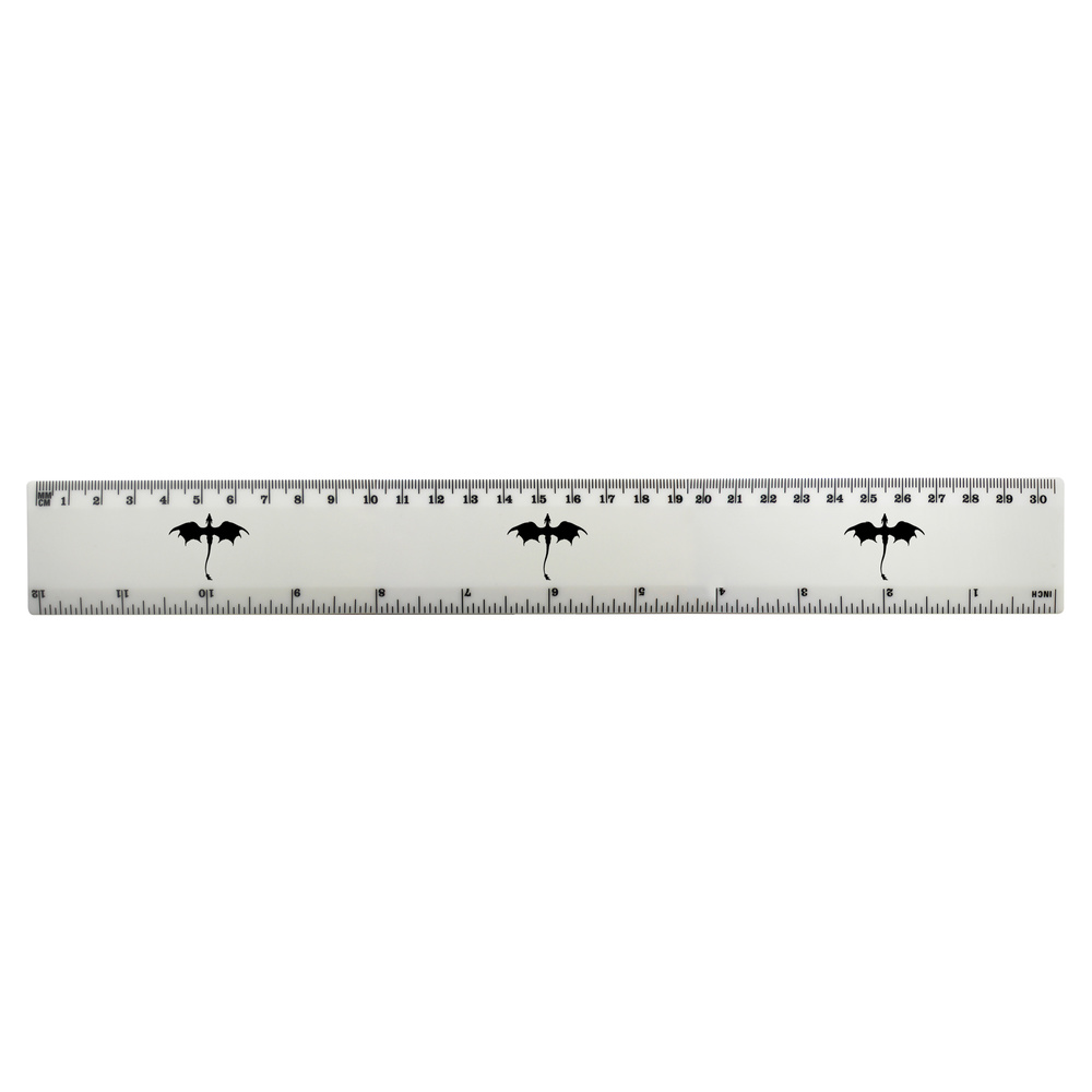 'Flying Dragon Silhouette' 30cm (12 Inch) White Plastic Ruler (RL00084868)
