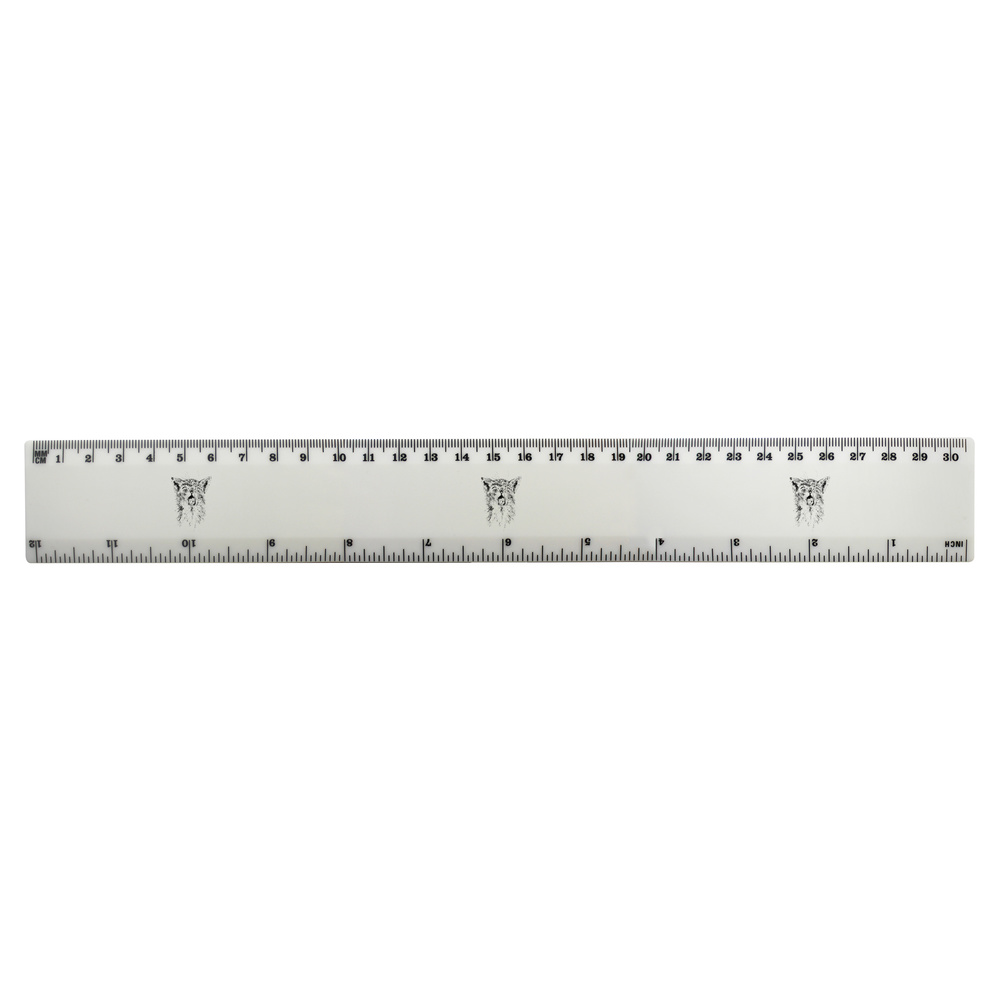 'Kitty Cat Yawn' 30cm (12 Inch) White Plastic Ruler (RL00087718)