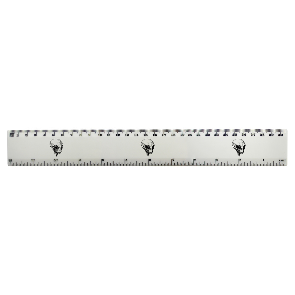 'Alien Head' 30cm (12 Inch) White Plastic Ruler (RL00088008)