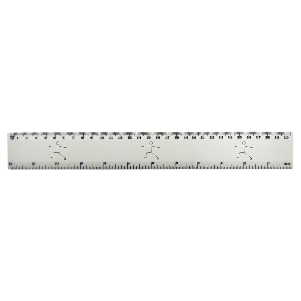 'Yoga Warrior II Pose' 30cm (12 Inch) White Plastic Ruler (RL00088764)