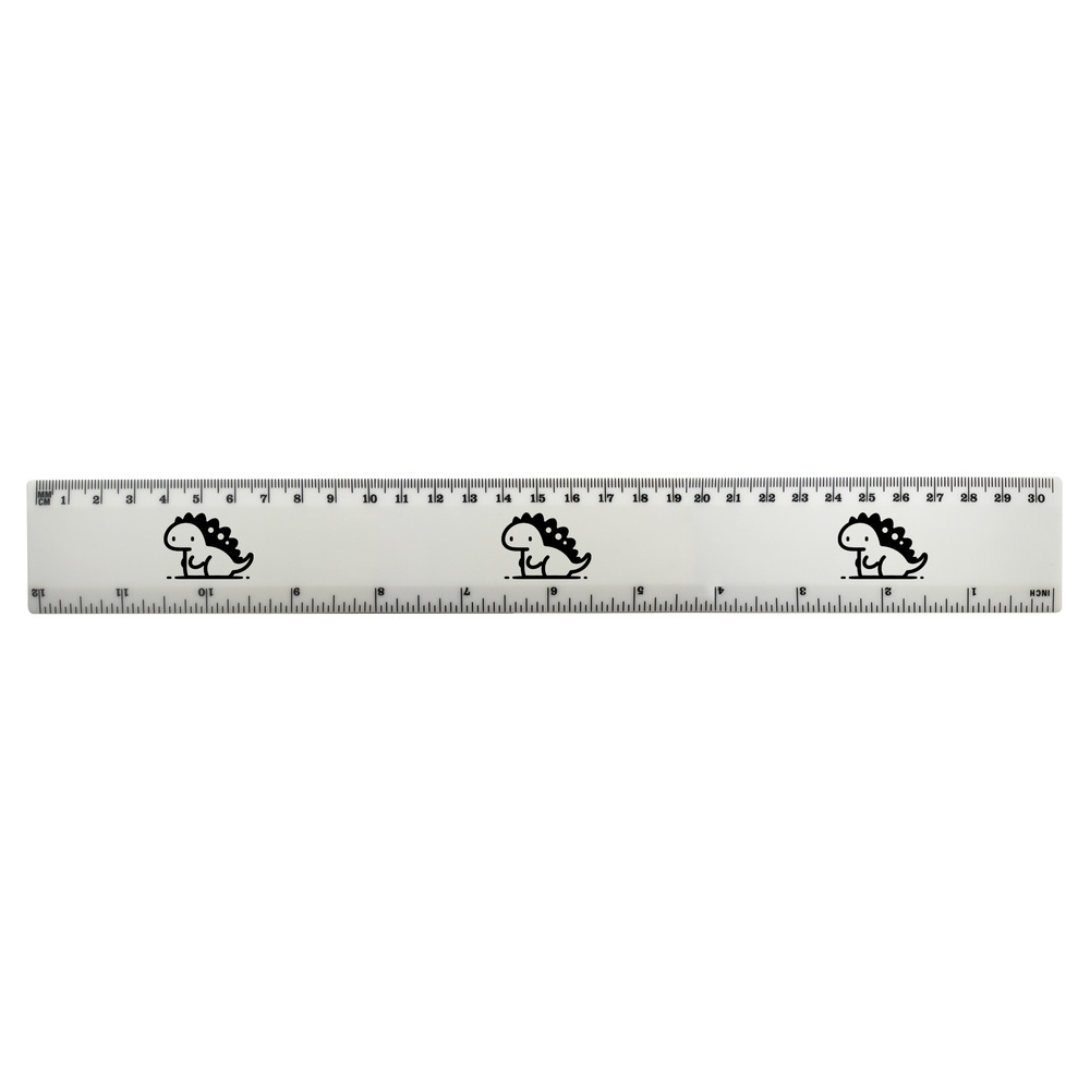'Kawaii Dinosaur' 30cm (12 Inch) White Plastic Ruler (RL00088892)