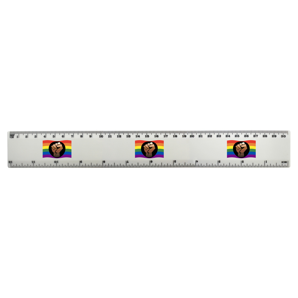 'Waving Rainbow QPOC Flag' 30cm (12 Inch) White Plastic Ruler (RL00090024)