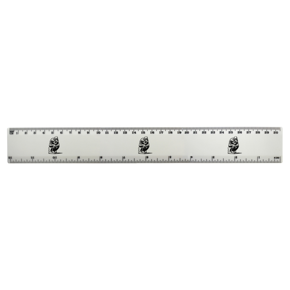 'Thinking Gorilla Statue' 30cm (12 Inch) White Plastic Ruler (RL00091366)