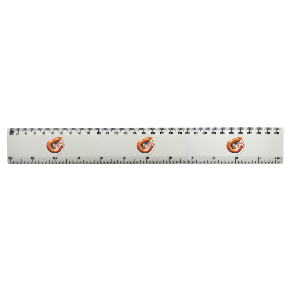 'Cooked Prawn' 30cm (12 Inch) White Plastic Ruler (RL00091730)