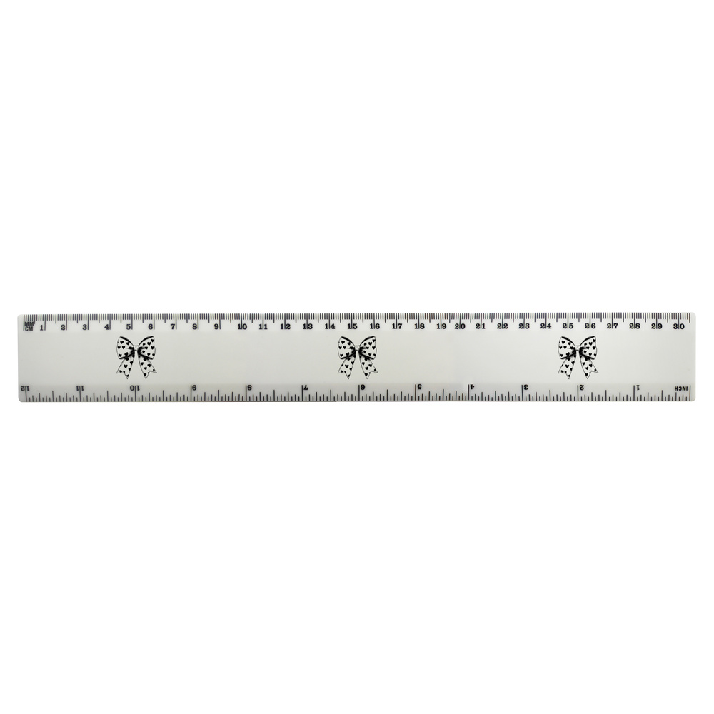 'Coquette Bow with Hearts' 30cm (12 Inch) White Plastic Ruler (RL00092584)