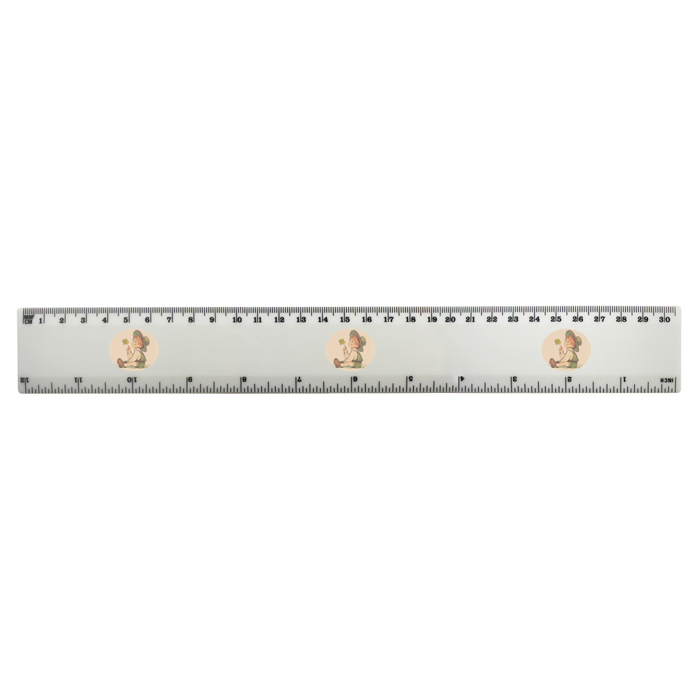 'Adorable Leprechaun with Clover' 30cm (12 Inch) White Plastic Ruler (RL00092616)